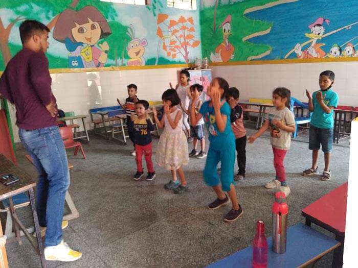 Young students taking part in a classroom activity